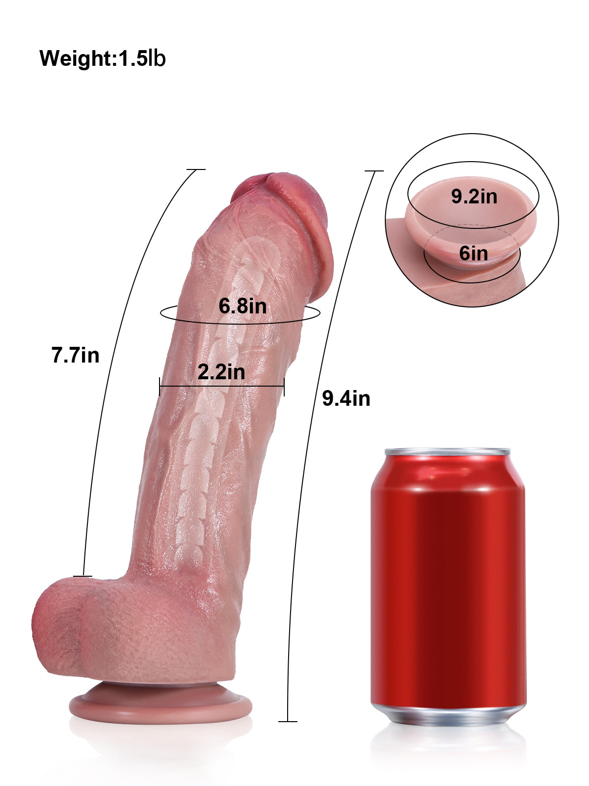 Theresa: 9.4" x 2.2"  G Spot Curved Realistic Silicone Dildo With Metal Keel