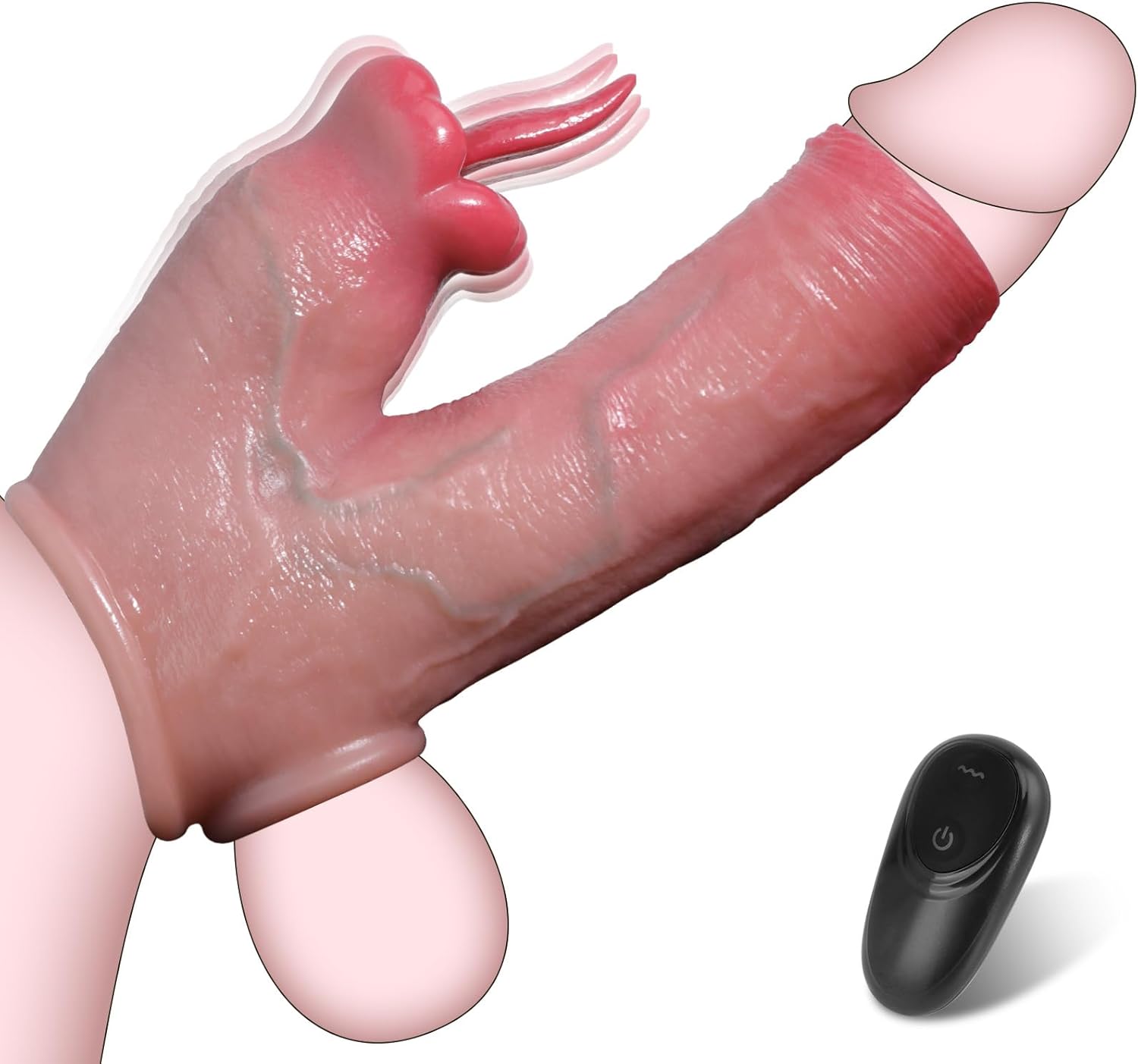 Penis Sleeve Vibrator Cock Ring with Clitoral Stimulator
