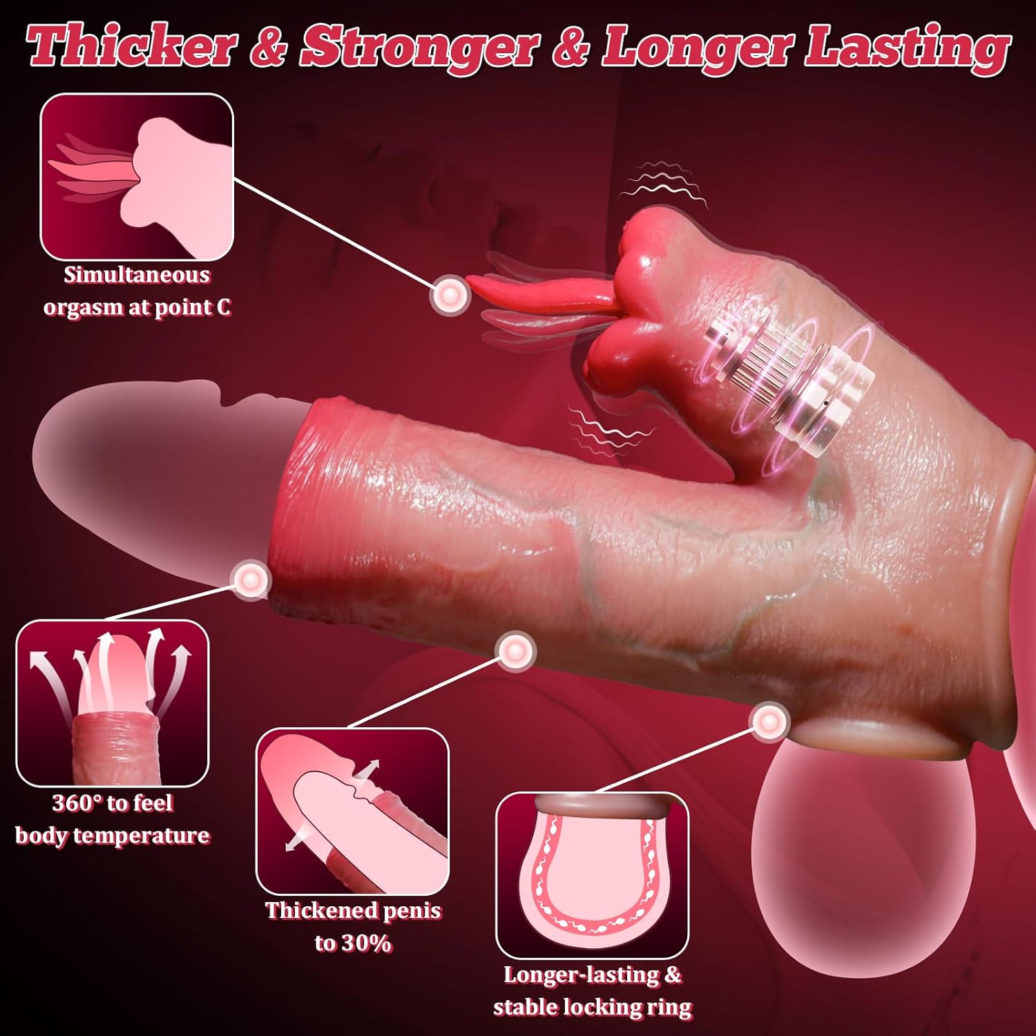 Penis Sleeve Vibrator Cock Ring with Clitoral Stimulator