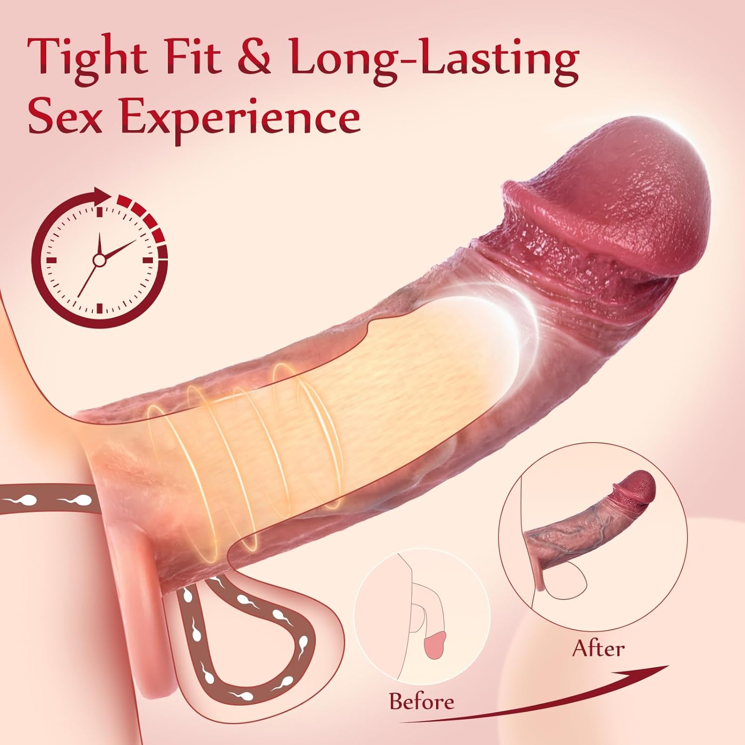 Realistic Soft Silicone Penis Sleeve for Men Women Couples
