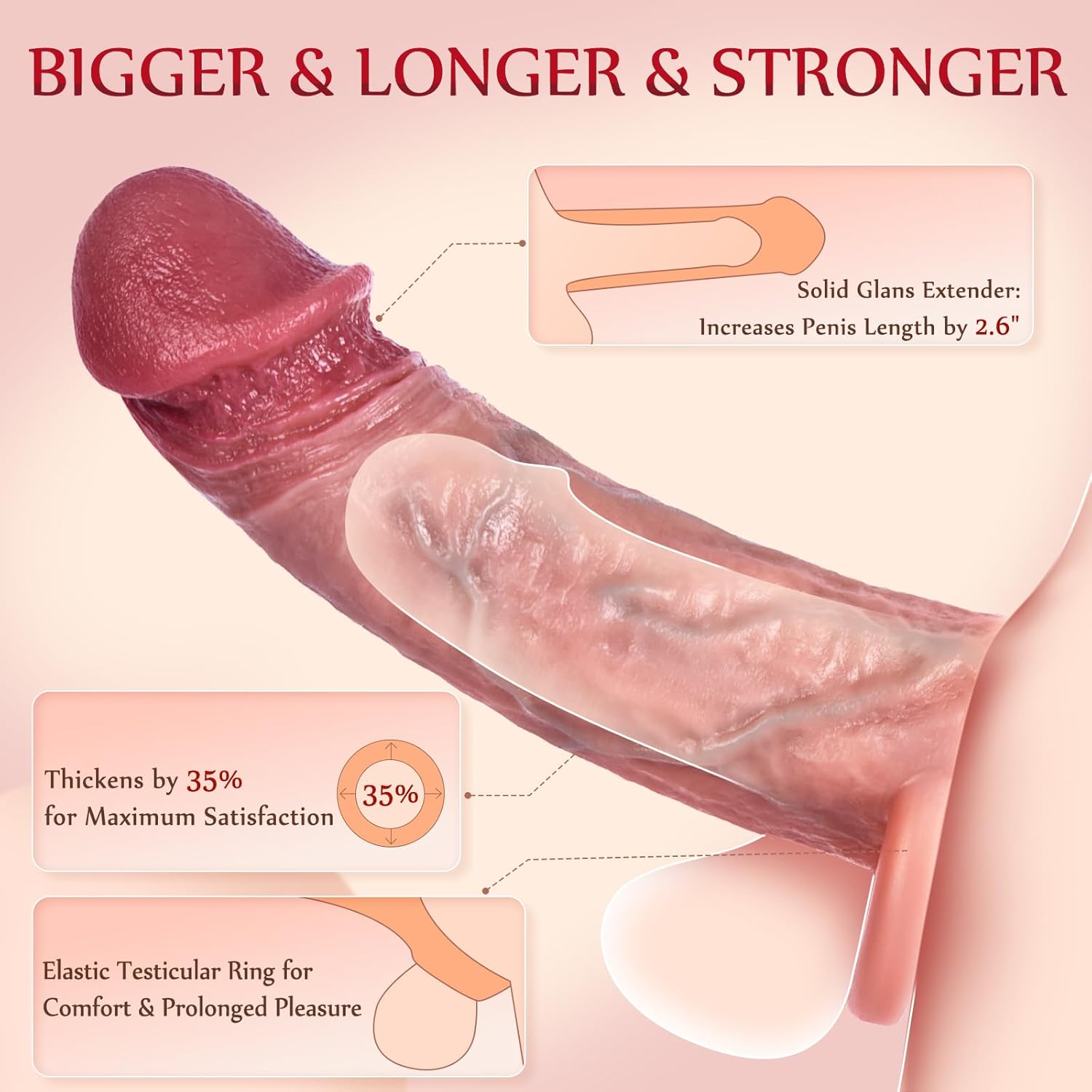 Realistic Soft Silicone Penis Sleeve for Men Women Couples