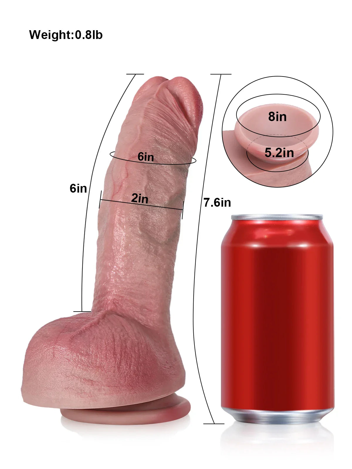 Reece: 7.6" x 2" Curved Realistic Dildo with Lifted Glans and Texture
