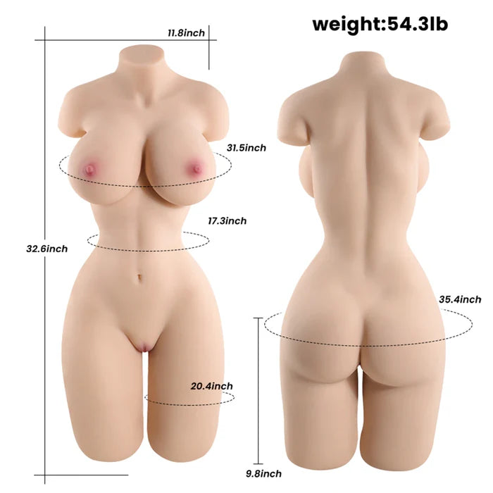 Alina - 54.3 lbs Full Size Ultra Soft Gel Breast Sex Doll Torso play. Silky soft silicone skin feels just like the real thing with every touch.
