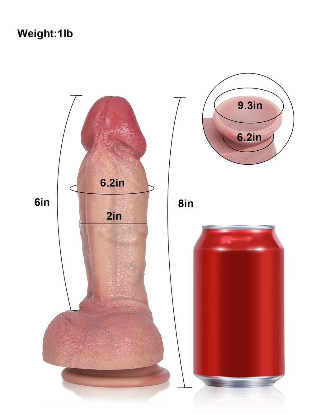 Noah: 8" x 2" Beginner Curved Dildo with Sculpted Glans and Suction Base