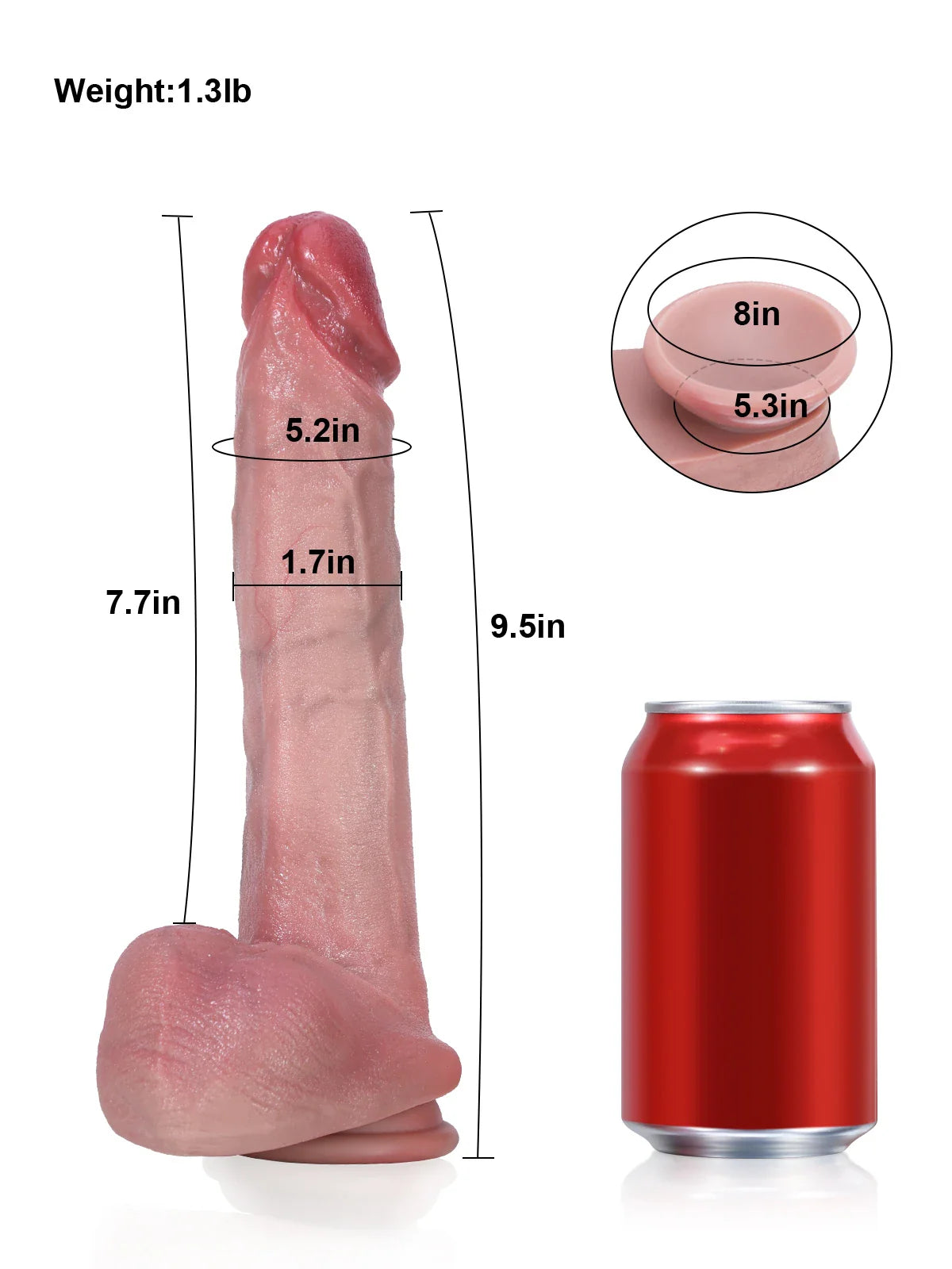 Sean: 9.5" x 1.7" Straight Realistic Soft Dildo with Sculpted Tip and Dual Density