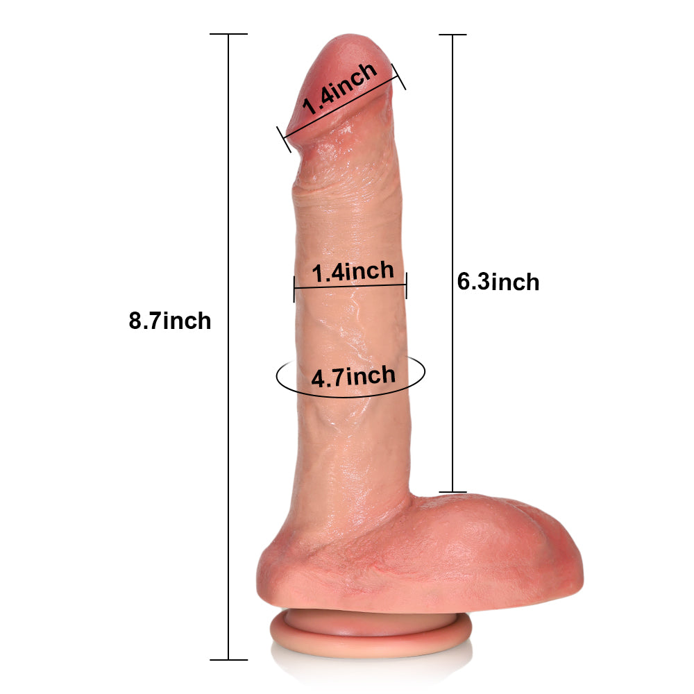Seba: 8.7" x 1.3" Curved Ridged Textured Real Feel Dildo