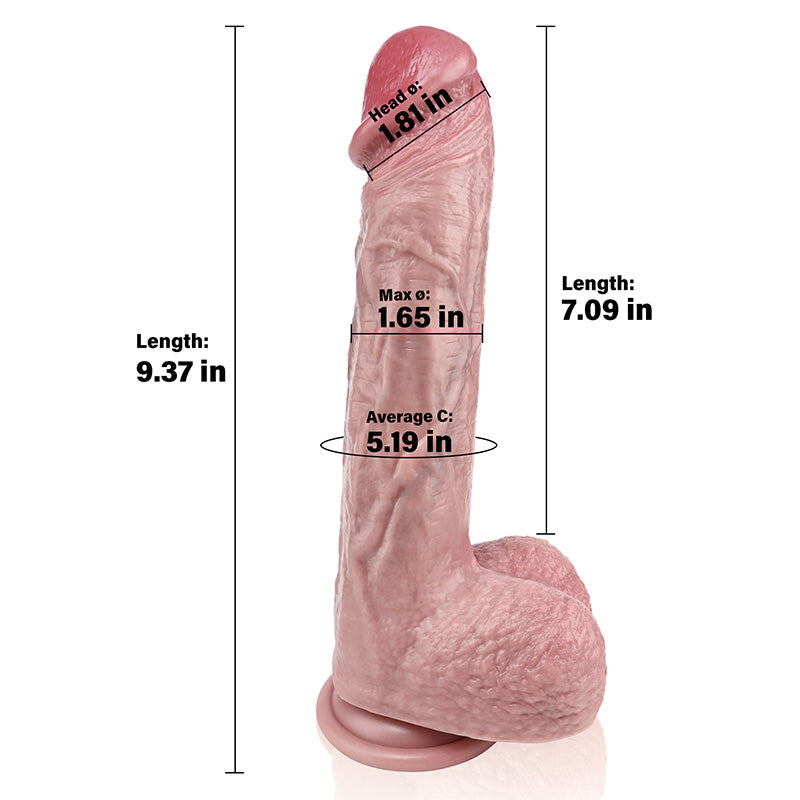 Trezar : 9.37" x 1.65" Real Feel Realistic Dildo & Soft Glan