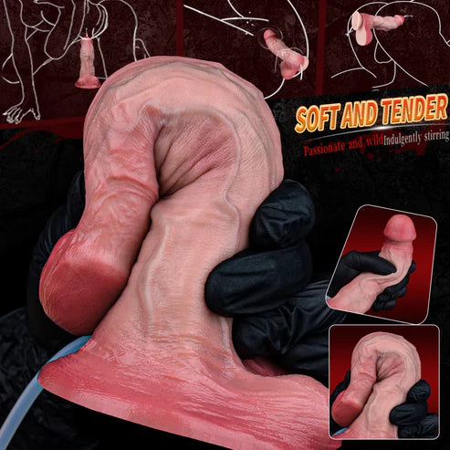 Walker : 7.36" x 1.89" Dual Density Squirt Realistic Dildo with Suction Cup