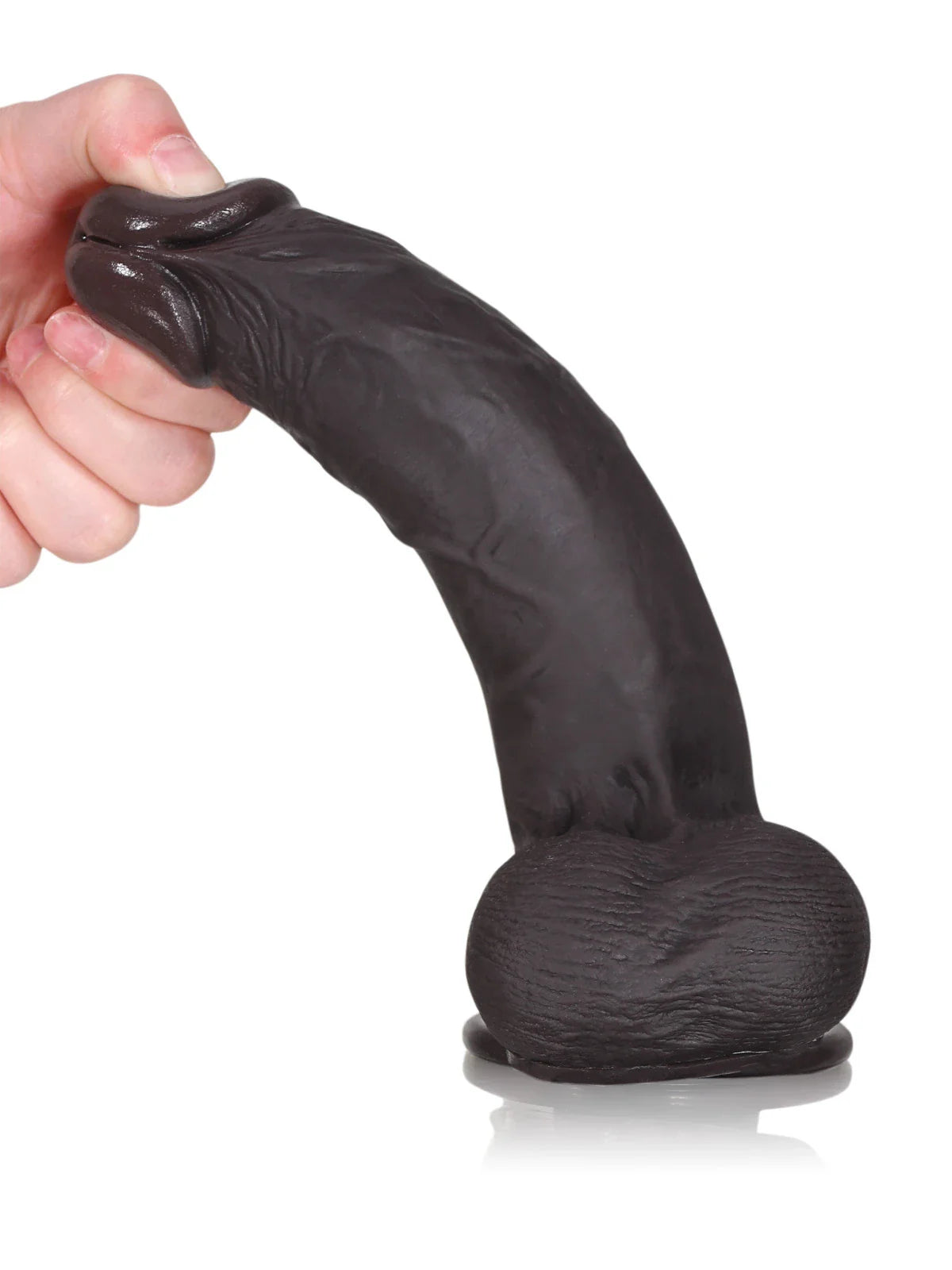 Billy: 8.7" x 1.7" Sliding Skin Black Dildo with Moving Balls and Realistic Foreskin