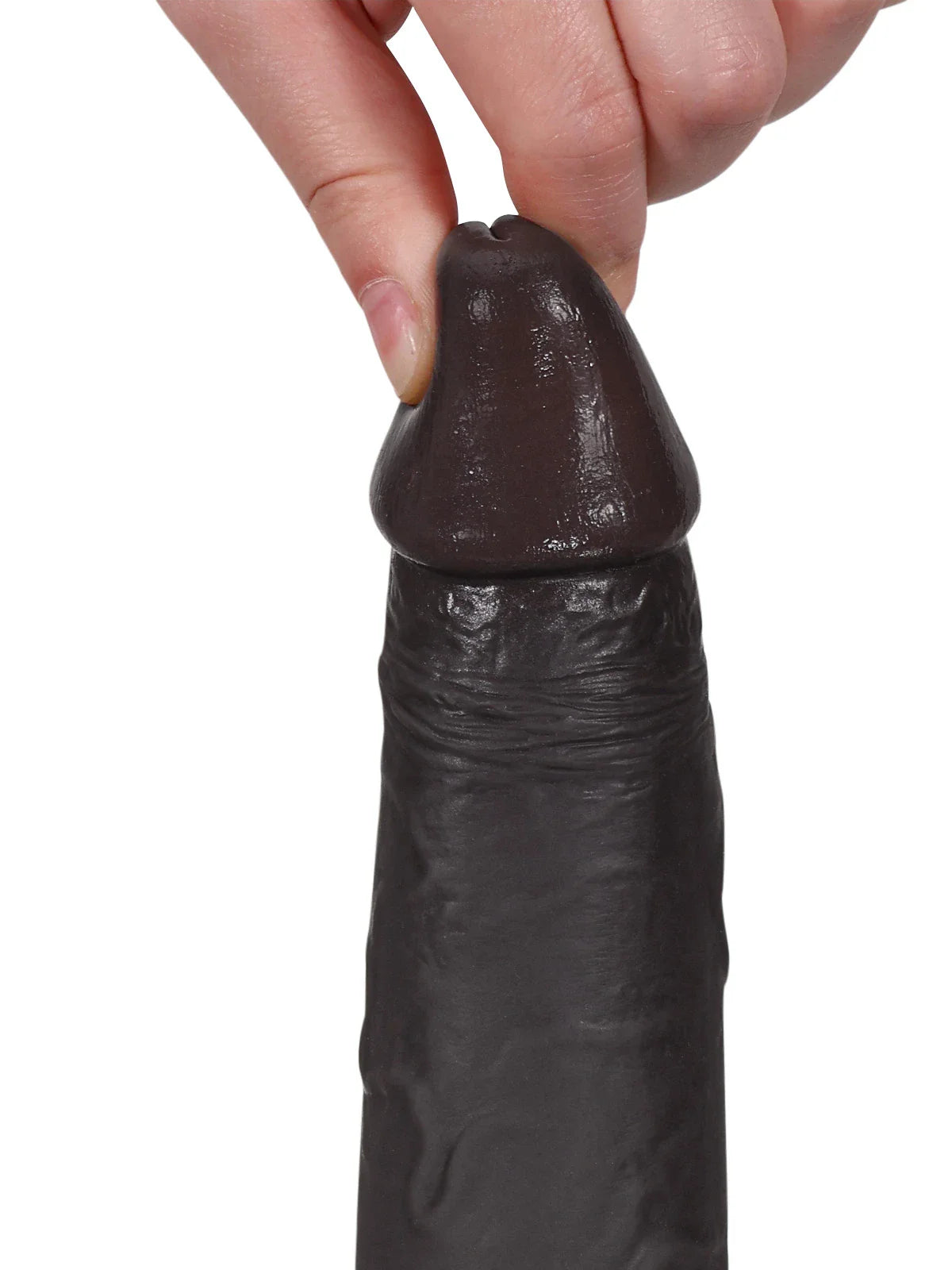 Billy: 8.7" x 1.7" Sliding Skin Black Dildo with Moving Balls and Realistic Foreskin