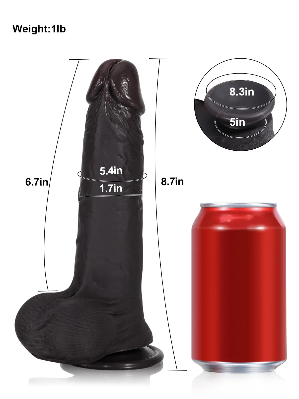 Billy: 8.7" x 1.7" Sliding Skin Black Dildo with Moving Balls and Realistic Foreskin